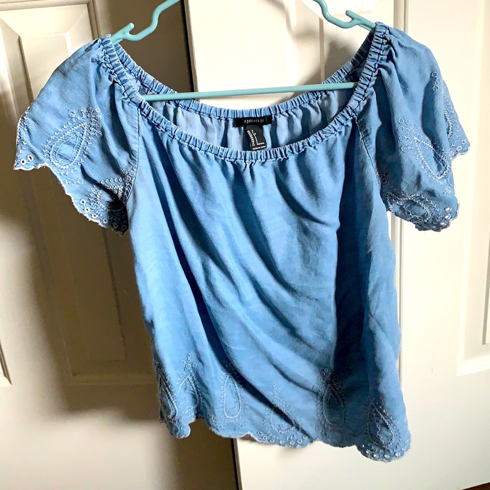 Denim short sleeved shirt